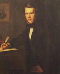 S. A. Hedlund avbildad av okänd konstnär. Wikimedia commons.
