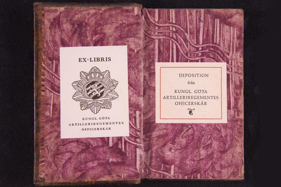 Göta Artilleriregementes exlibris och depositionsetikett