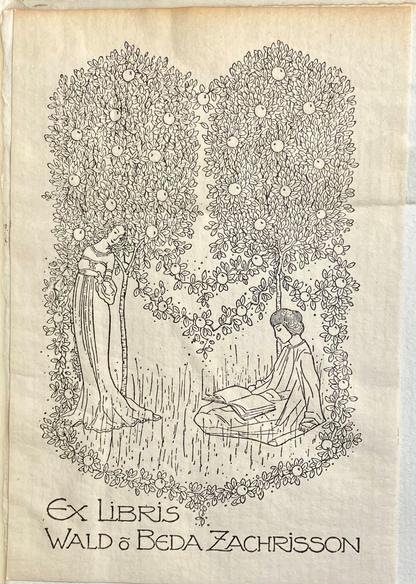 Bookplate of Waldemar and Beda Zachrisson.